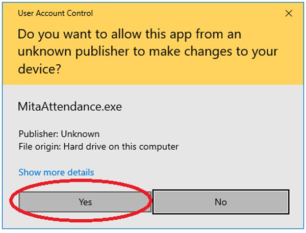 Chọn Yes để mở phần mềm mitapro new