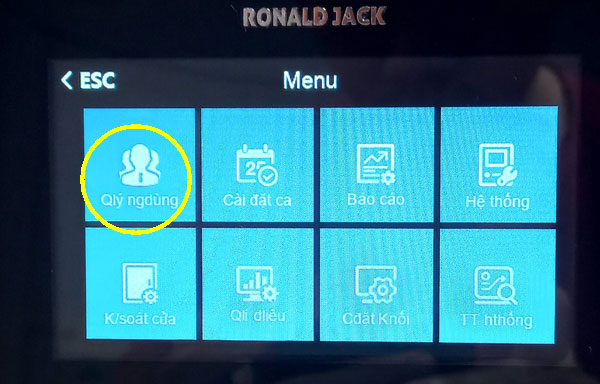 Quản lý người dùng trên máy chấm công ronald jack ai11 Quản lý người dùng trên máy chấm công ronald jack ai11