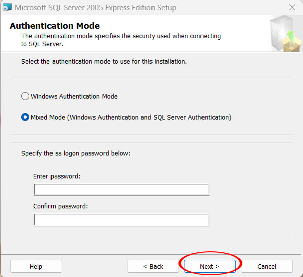 Tiếp tục cài SQL 2005