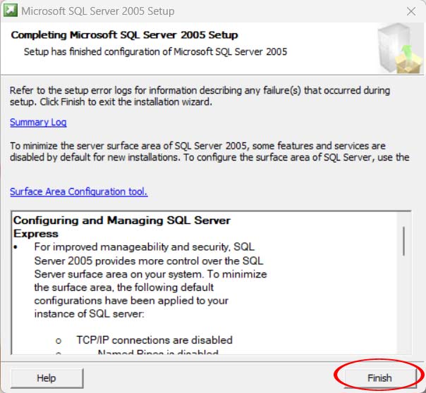 Cài đặt SQL Server 2005 Hoàn thành