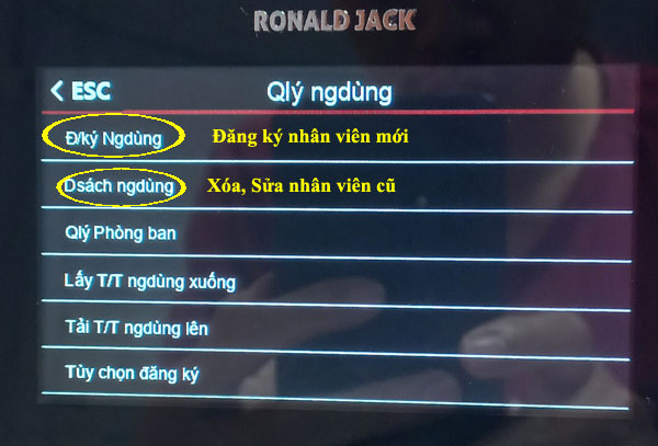 Đăng ký người dùng máy chấm công ronald jack ai11 Đăng ký người dùng máy chấm công ronald jack ai11