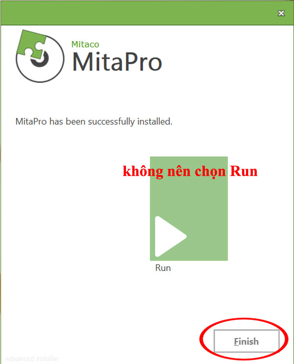 Cửa sổ cài đặt hoàn thành mitapro new