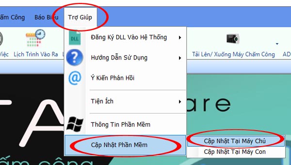 Cập nhật phần mềm tại máy chủ