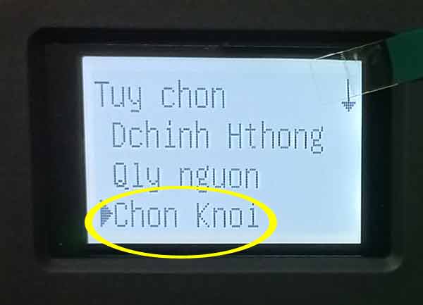 Mục tùy chọn trên máy chấm công màn hình đen trắng