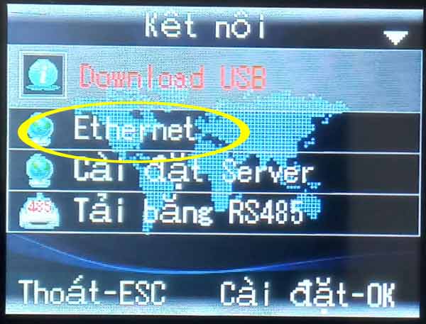 Mục Ethernet trên máy chấm công vân tay dòng AI Mục Ethernet trên máy chấm công vân tay dòng AI