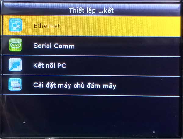 Ethernet trên máy chấm công vân tay