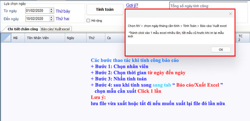 Gợi ý khi tính công xuất báo cáo Excel trên Mitapro Ultimate