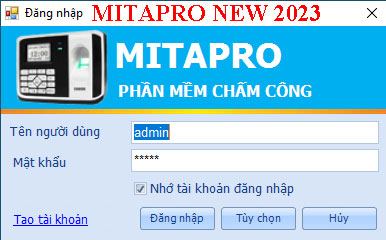 Cửa sổ đăng  nhập phần mềm mitapro new 2023