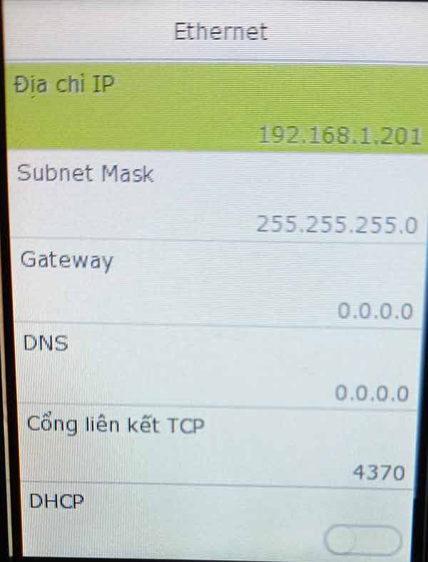 Địa chỉ IP trên máy chấm công khuôn mặt