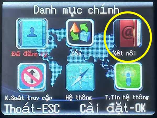 Mục Kết nối của máy chấm công vân tay dòng AI Mục Kết nối của máy chấm công vân tay dòng AI