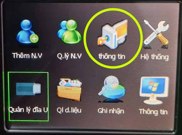 Menu máy chấm công vân tay loại cũ 2